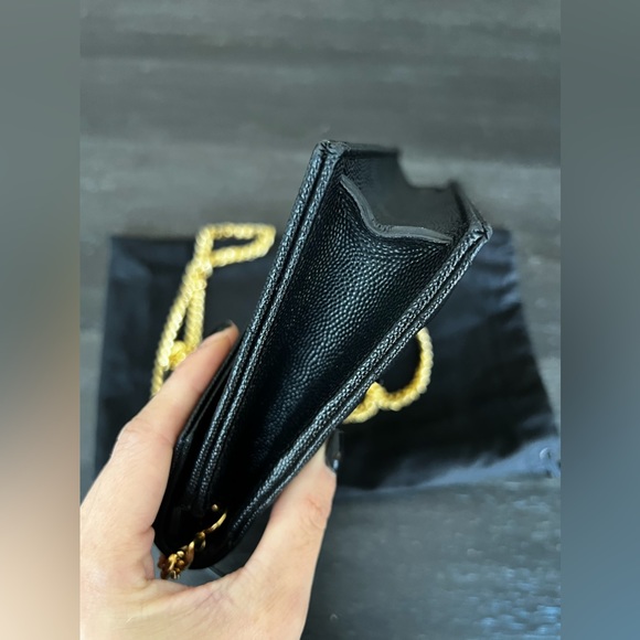 Authentic YSL Small Wallet on Chain in black and gold - Picture 8 of 15